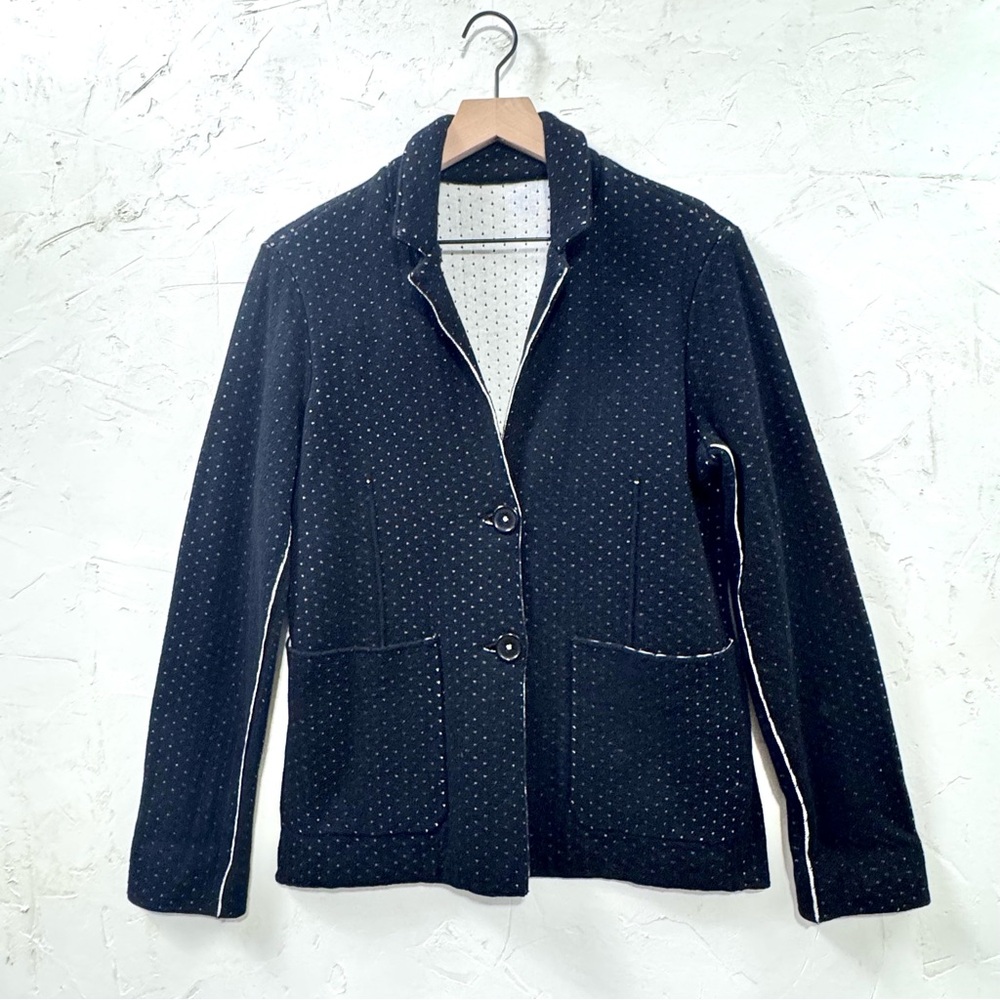Black Textured Knit Blazer S – Lightweight Spring Jacket
